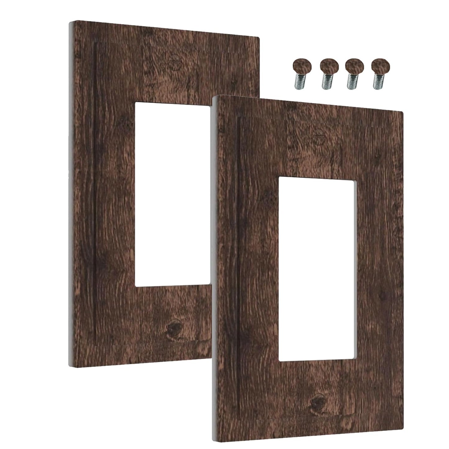 WMHUSU Decorative Outlet Covers Rustic Dark Brown Wood Grain Farmhouse Cabin 1 Gang Single Decora GFCI Device Light Switch Covers Plate 1 Rocker Wall Plate Jumbo Switch Cover Plate (2 Pack)