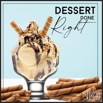 Vikko Dessert Bowls, 7 Ounce Ice Cream Sundae Bowls, Set of 12 Footed Dessert Cup For Ices, Pudding, Fruit, and More, Dishwasher Safe