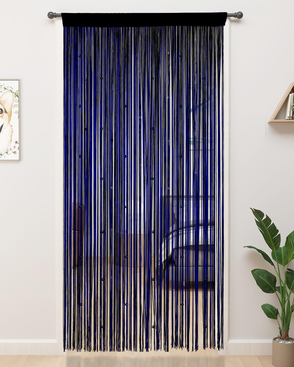 YIIBAII Beaded Curtain Beaded Curtains for Doorways Crystals Suitable for Interior Hanging Decoration and Partitions Closet Curtains (39"x79", Starry Blue)