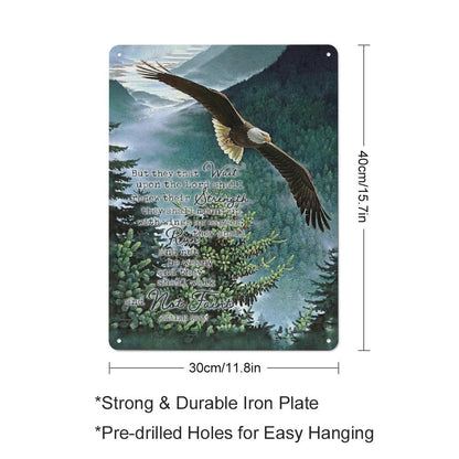 FixeLLD Rustic Metal Tin Sign Eagle Scripture Decor Wall Art Bible Verse Pictures Wall Decor Eagle Prints Painting Religious Eagle Decorations Artwork for Bedroom Living Room 12x16inch