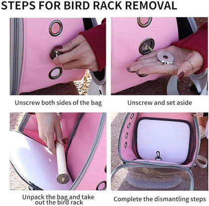 Bird Carriers Parrot Backpack Small Carrying Cage Outdoor Travel Comfortable Breathable Extensible Carrier Backbag 1Pcs Black
