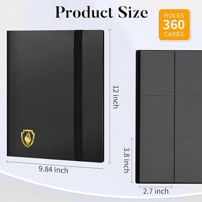 Heavy Duty Card Binder, Fabmaker 9 Pocket Trading Card Binder Holds 360 Cards, Sleek Side-Loading Card Album, Sturdy Card Collection Folder for Game Cards, Sport Cards, Yellow