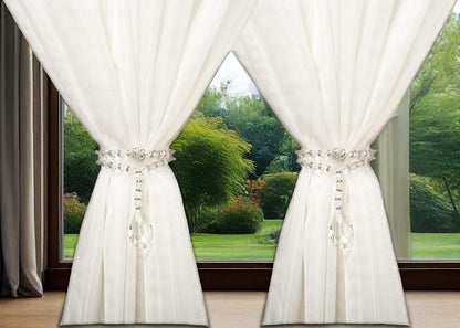 SUQ I OME 1 Pair of Luxury Crystal Beaded Magnetic Curtain Tieback and Holdback Curtain Clips Curtain Buckle Curtain Holder Blingbling Curtain Holdbacks for Drapes,Crystal