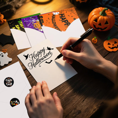 NEBURORA 30 Pack Halloween Greeting Cards with Envelopes and Stickers for Happy Halloween Party Favors Gifts Bag Fillers