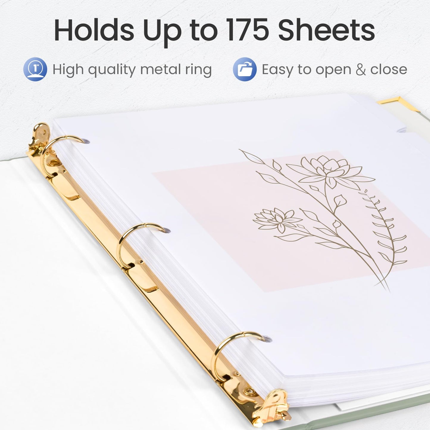 Sooez 4 Pack 3 Ring Binder with Metal Corners, Cute 1 Inch Binders Fits 175 Sheets of Paperwork, Three Ring Recipe Binder with Pocket for Women School Home Office Supplies, 8.5" x 11", Pastels