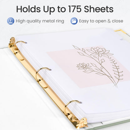 Sooez 4 Pack 3 Ring Binder with Metal Corners, Cute 1 Inch Binders Fits 175 Sheets of Paperwork, Three Ring Recipe Binder with Pocket for Women School Home Office Supplies, 8.5" x 11", Pastels