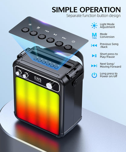 Karaoke Machine,Karaoke Machine for Adults,Bluetooth Speaker with 2 Wireless Karaoke Microphones for Adults & Kids with LED Lights,Karaoke Microphone with PA System Supports TF Card/USB/FM/AUX/TWS