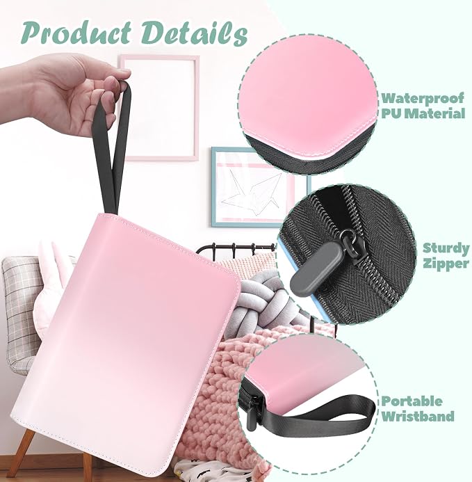 Card Binder 4 Pocket, 400 Pockets Card Holder Compatible with Game Cards Gift for Girls, Trading Card Binder Album Case Book Storage CCG, MTG, Baseball, Football, Sports - Small,Pink White