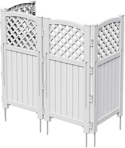 Greesum Air Conditioner Privacy Fence Screen, 4 Panels Trash Can Enclosure, 49.45" H x 22.62" W, Weather Resistant for Outdoor Pool Equipment, Garbage Bins, Grey