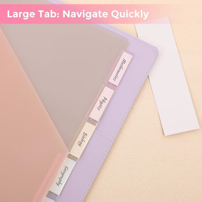 SKYDUE Binder Dividers with Two Pockets, 3Sets, 5 Tabs Dividers for 3 Ring Binder, Plastic Binder Dividers with Tabs for School, Office, and Home Organization,Pink