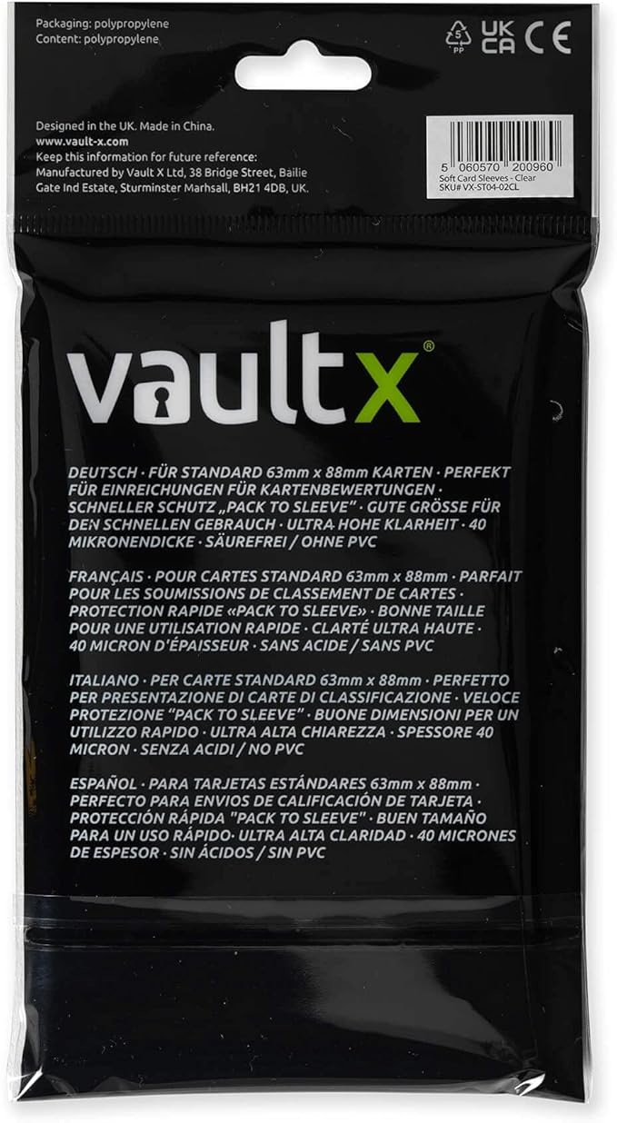 Vault X Trading Card Penny Sleeves, Soft, High Clarity, Inner Sleeves, Collectible Card Games, Sports, TCG (2000 Pack)