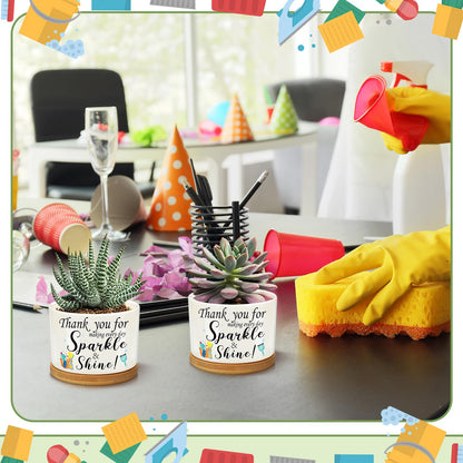 6 Set Social Worker Gift for Christmas Ceramic Succulent Planter Pot Employee Appreciation Gift for Team Coworker Xmas Housewarming Gifts Women Office Staff Teacher Nurse Hospital Housekeeper