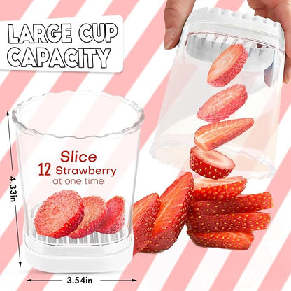Creative Strawberry & Fruit Slicer - Detachable Cutter with Push Plate (White)