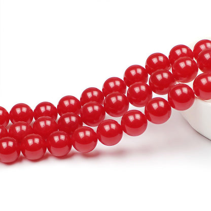 MJDCB Natural Red Jade Round Loose Beads for Jewelry Making DIY Bracelet Necklace (4mm)