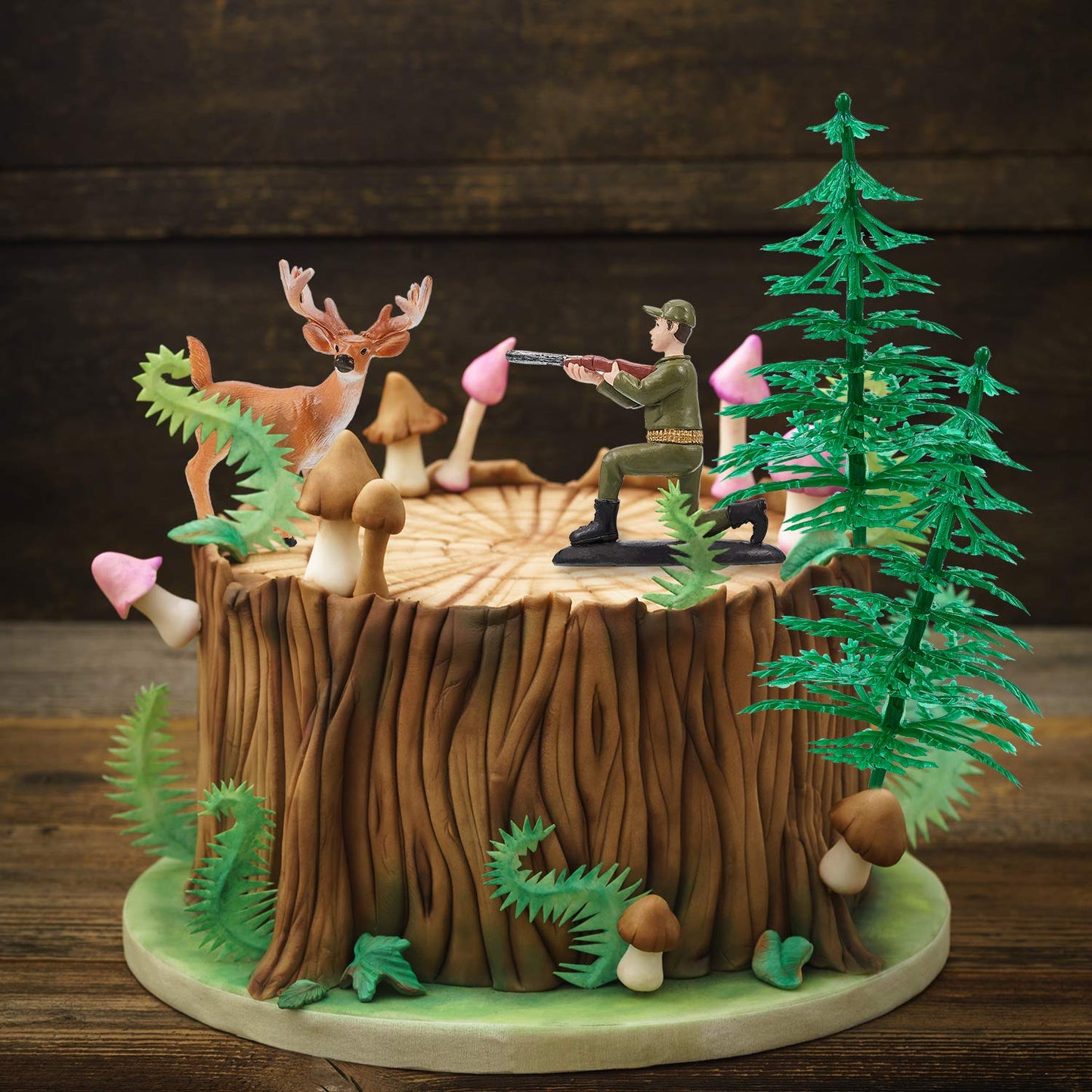 17 PCS Deer Hunting Cake Topper Deer Hunter Tree Cake Decorations Set Hunting Theme Topper for Birthday Party Baby Shower Wedding Supplies Christmas Halloween