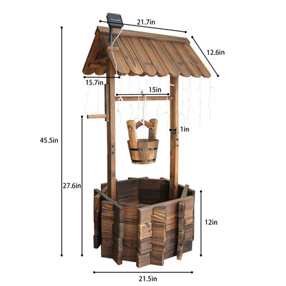 Notume Garden Wooden Decor Rustic Wishing Well with Light Planter Outdoor Home Décor for Patio, Upgrade Wishing Well Garden, Yard Hanging Bucket Patio Lawn Backyard Home Decor