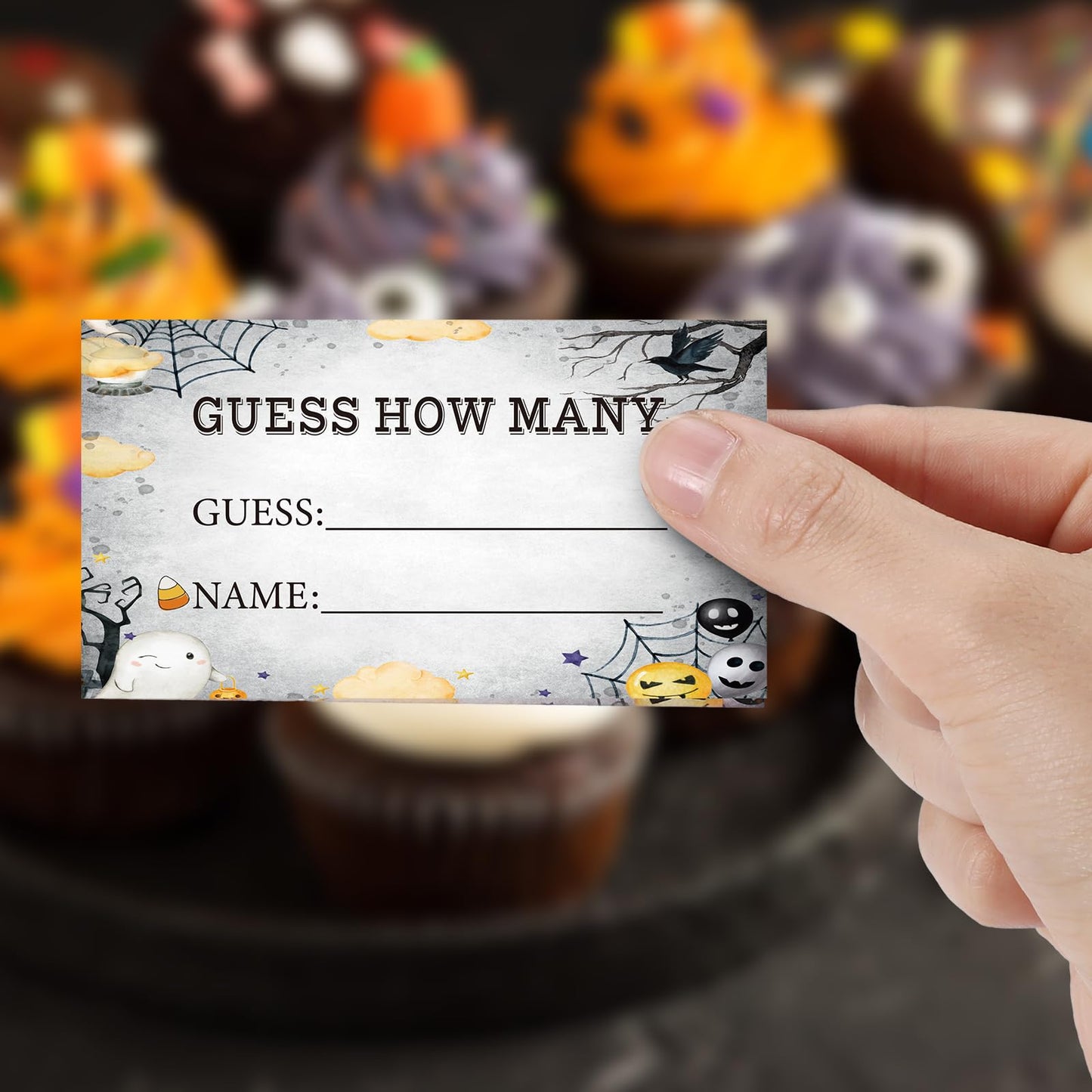 Honeydak Guess How Many Candy Corns Halloween Party Game for Adults Include 50 Guessing Cards 20 Pencils 1 Jar 1 Standing Sign Halloween Candy Corn Guessing Game