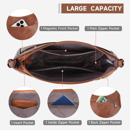 APHISON Trendy Leather Crossbody Purse with Adjustable Strap, Women's Shoulder Handbag