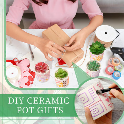 Zubebe 16 Pcs Paint Your Own Ceramic Pot Bulk Ready to Paint Ceramics Plant Pot DIY Mini Ceramic Succulent Pots in Bohemian Unfinished Pottery Mini Flower Planters Pots Painting Craft Supplies