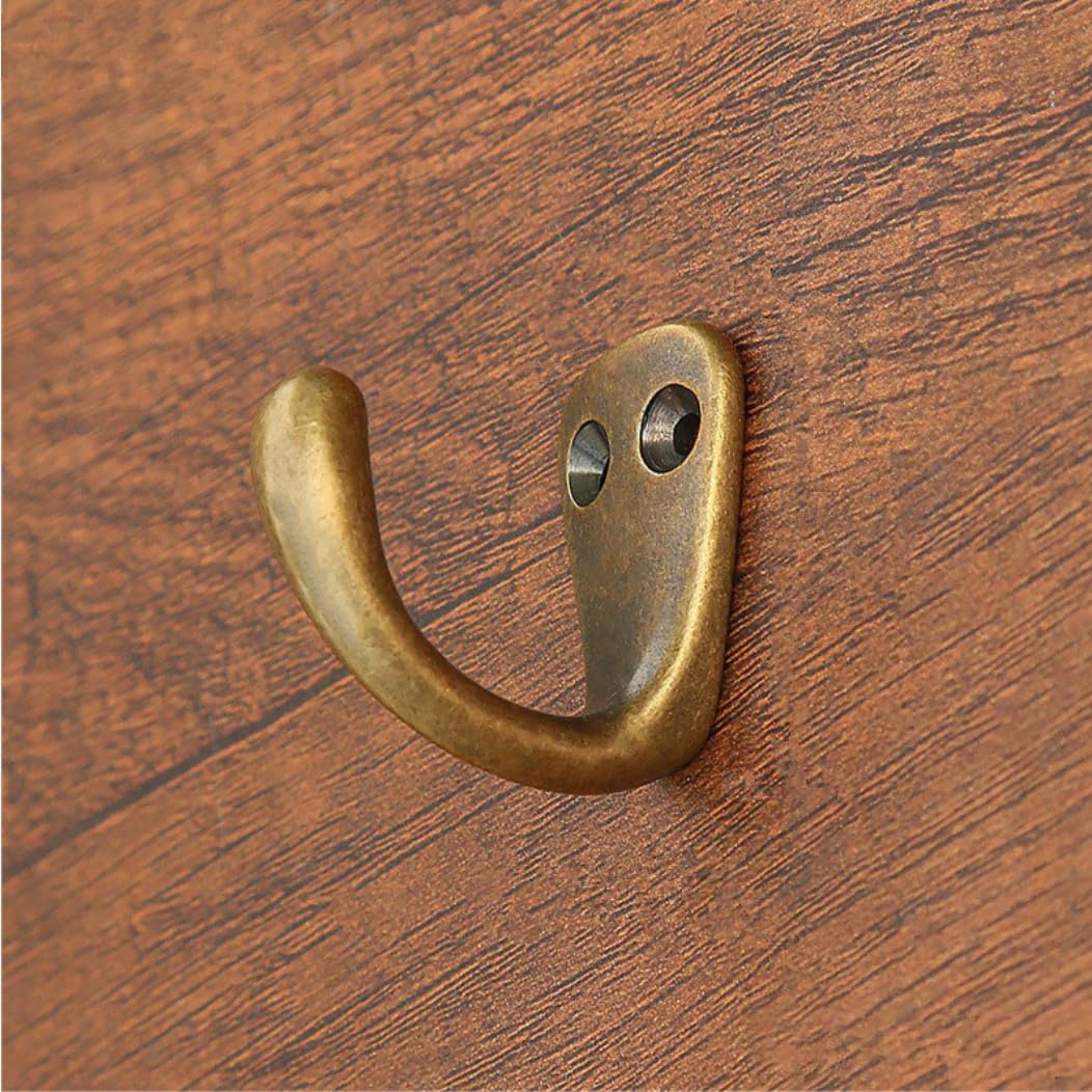 RZDEAL 3PCS Antique Brass Coat and Hat Hook Brass Classico Wall Hanging for Bath Stands Clothes Hangers Scarf Towel (Vintage)