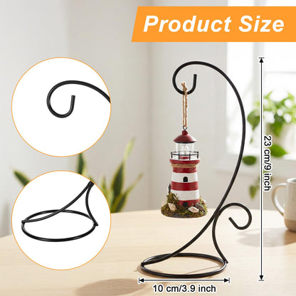 Douaowoc 16 Pcs Ornament Display Stands, 9 Inch Black Iron Hanging Stand Rack Holder for Christmas Halloween Decoration, Glass Ball Holder for Hanging Plant Home