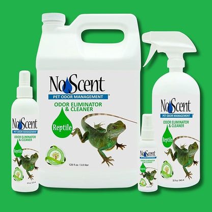 No Scent Reptile - Professional Pet Waste Odor Eliminator and Cleaner - Safe All Natural Probiotic & Enzyme Formula Smell Remover for Tanks Terrariums Enclosures and Substrates (2 oz x 2)