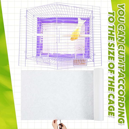 Drydiet 100 ft x 22 Inch Bird Cage Liner Disposable Cages Cushion Pad Mat Precut Absorbent Bird Cage Paper Large Parakeet Cage Liners Accessories for Pet Animal Bird Parrot (White)