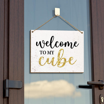 Welcome Cubicle Decor, 8 X 10 Inches Funny Office Space Decor Wall Hanging Wooden Signs for Wall Hanging Decor, Decorative Signs & Plaque -53