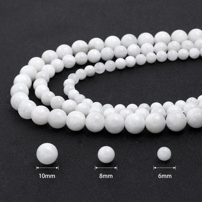 Youngbling Natural Gemstone Beads for Jewelry Making,6mm White Moonstone Polished Round Smooth Stone,Genuine Real Stone Beads for Bracelet Necklace 15 Inch(Moonstone,6mm)