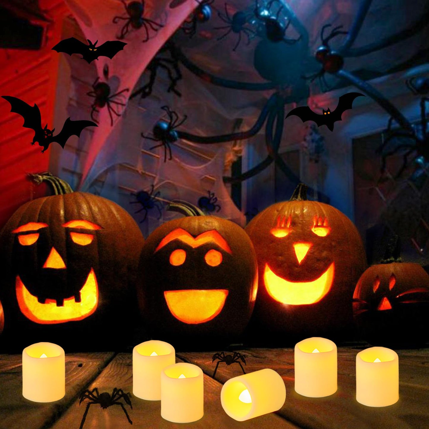 Yakpo 72 Pack 1.5" x 1.8" Tea Lights Candles Battery Operated, Flameless Flickering LED Tealights Votive, Electric Outdoor Flicker Small Fake Candles Bulk for Wedding Halloween Christmas Decorations