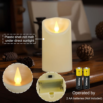 KunSwenn Flickering Flameless Candles with Remote Timer, LED Candles Battery Operated, Won’t Melt Plastic Velas Artificiales para Decoracion for Wedding Halloween Christmas Decor(Ivory, Set of 6)