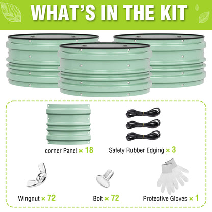 WORKPRO 3Pcs 2x2x1ft Galvanized Raised Garden Bed Set, Rust & Corrosion Protection, Easy Assembly, Safe Edge, Ideal for Vegetables & Flowers, Green