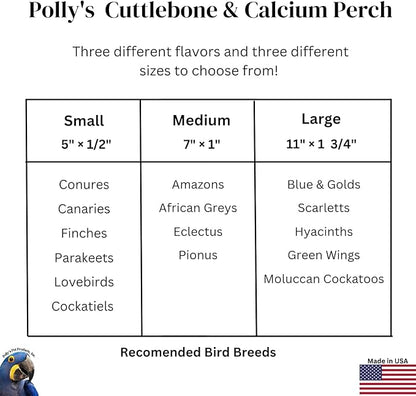 Polly's Edible Cuttlebone Calcium Bird Cage Perch for Budgies, Parakeets, Amazons, Blue & Golds, Macaws and Cockatoos.… (Pineapple, Medium)