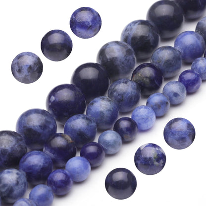 Youngbling Natural Gemstone Beads for Jewelry Making,8mm AAA Blue Sodalite Polished Round Smooth Stone,Genuine Real Stone Beads for Bracelet Necklace 15 Inch