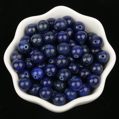 About 45pcs 8mm Stone Beads Lapis Lazuli Beads Crystal Gemstone for Jewelry Making, DIY Bracelet Necklace Blue Beads