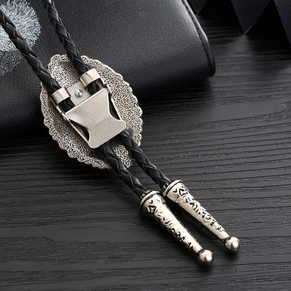 Bjesinmo Leather Bolo Tie with Black Olive Stone Pendant Western Neck Ties for Men Vintage Cowboy Necktie Turquoise American Style Fashion Accessories