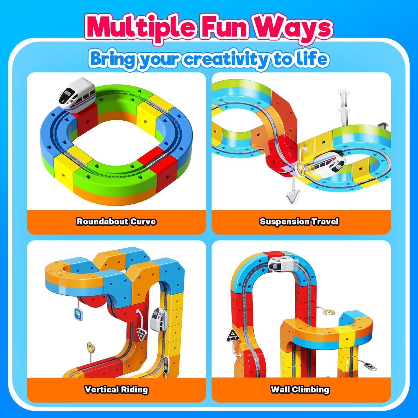 Goody King Electric Train Set for Kids, 3D Stem Electric Train Set with Train and Traffic Signs, 3D Racing Track Sets for Kids, 3+ Years Old Boys & Girls Birthday