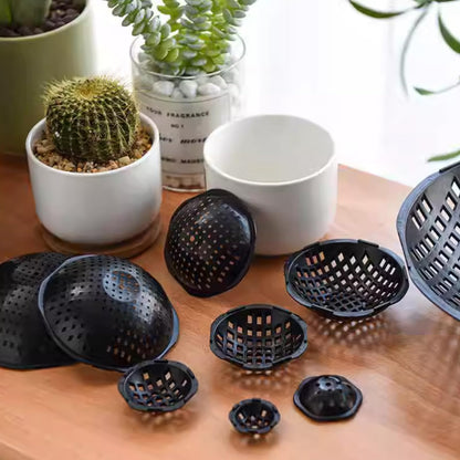 HaoGludi 30 PCS Plant Pots Hole Mesh Pad, 3 Size Ppherical Planter Inserts Bottom Drainage Grid, Breathable Gasket Prevent Prevent Soil Leakage, for Potted Succulent, Black
