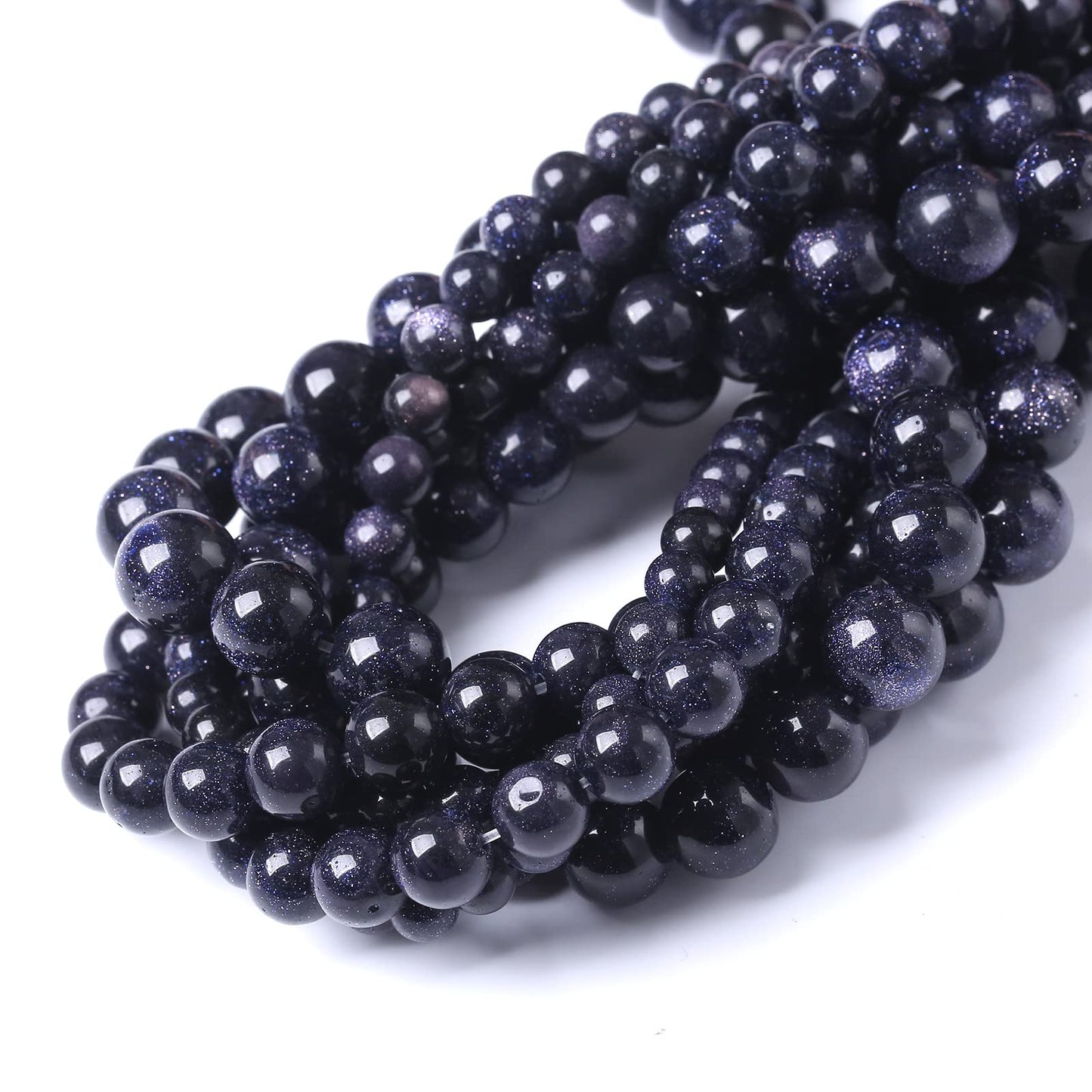32PCS 12MM Natural Blue Sand Stone Beads Energy Healing Beads for DIY Jewelry Bracelet Necklace Making for Jewelry Making15Inch