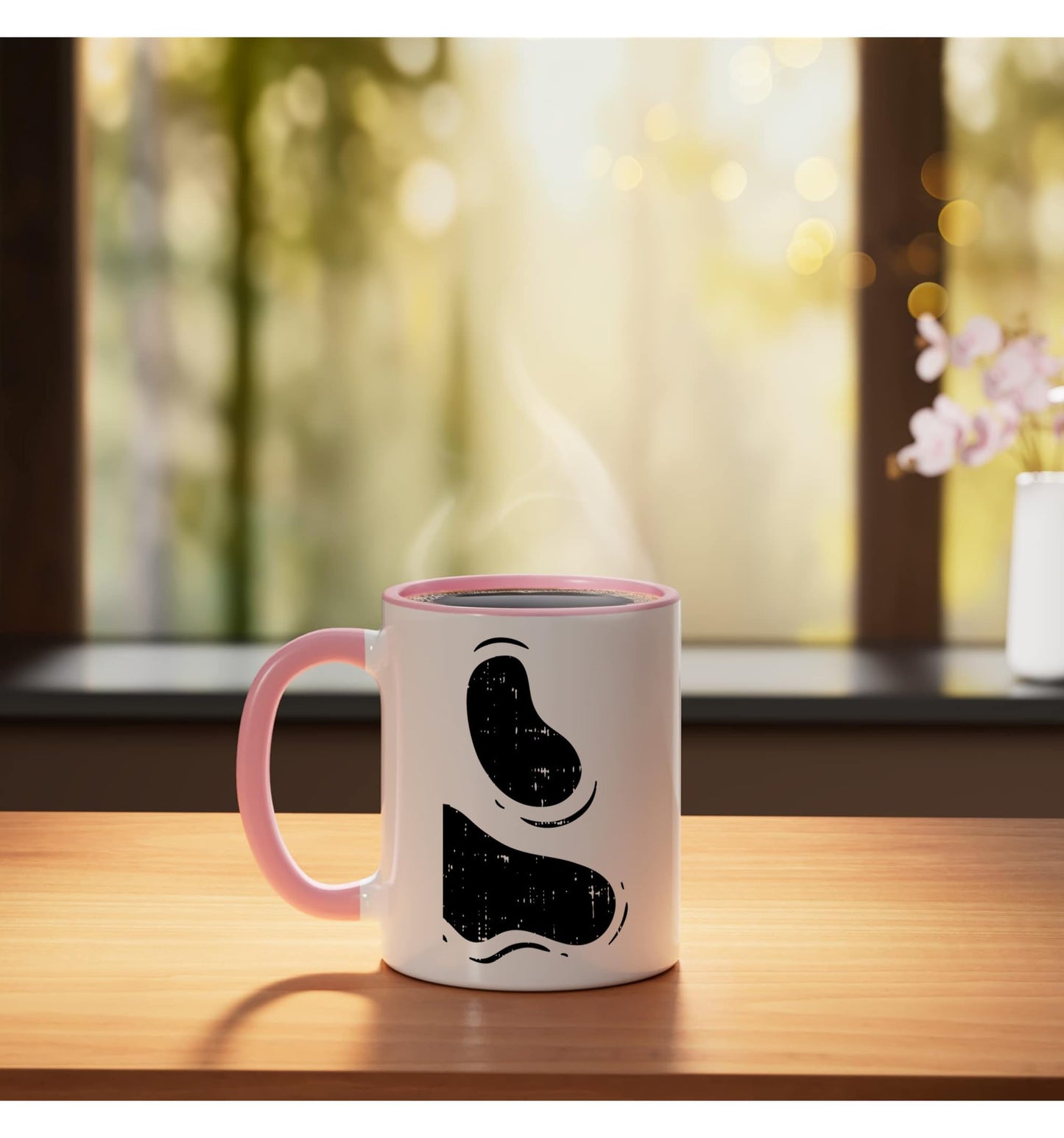 Halloween Ghost Shirt Couple Left Easy Matching Costume Ceramic Mug, Pink/White