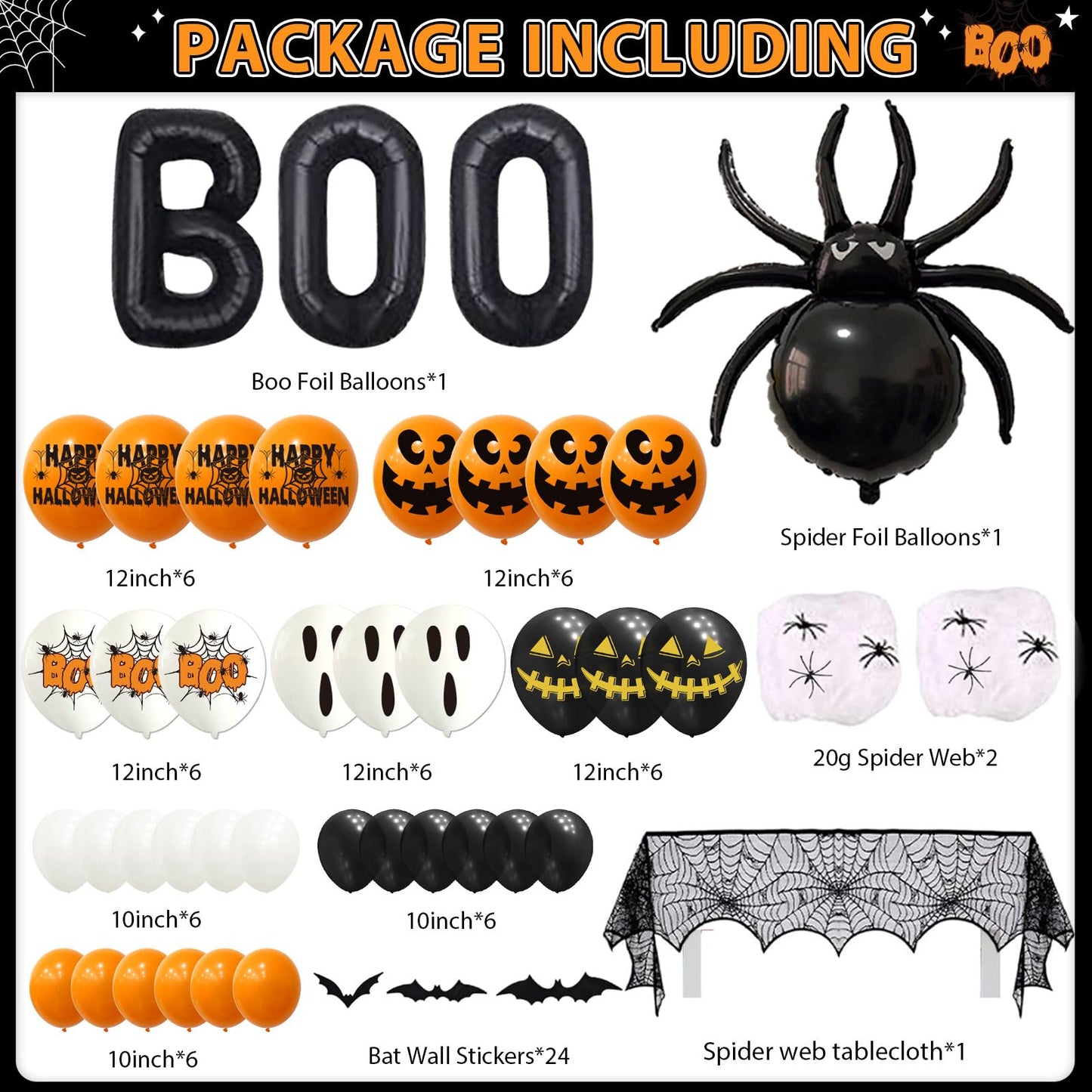 105Pcs Halloween Birthday Party Decorations with Happy Banner Balloons Bat Wall Stickers for Halloween 1st Birthday Party Decor