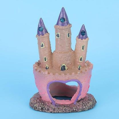 Fish Tank Decorations Small, Mermaid Fish Tank Decorations, Fish Castle for Aquarium, Pink Aquarium Resin Castle Decoration for Aquarium Fish Reptiles Tank