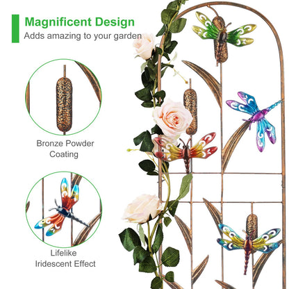 SUNNYPARK Set of 2 Dragonfly Metal Garden Trellis for Climbing Plants, Decorative Vegetables Flowers Vine Trellis for Outdoor Patio 60'' H x 11'' W