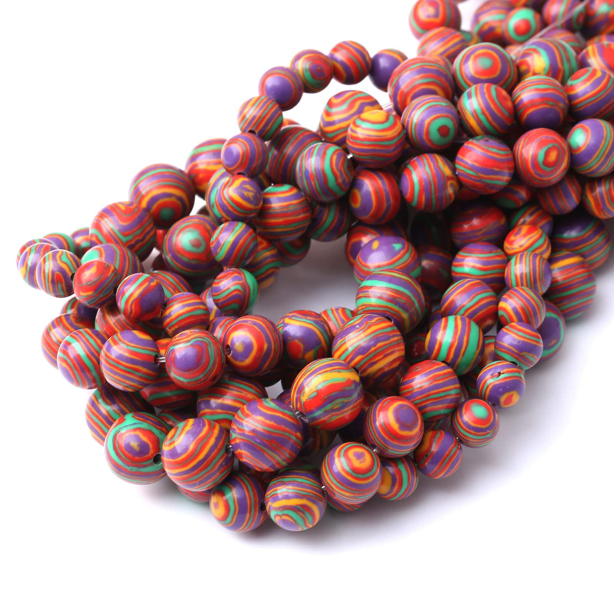 32PCS 12MM Beads Colorful Malachite Beads Round Loose Beads Natural Gem Beads for Jewelry Making 15"