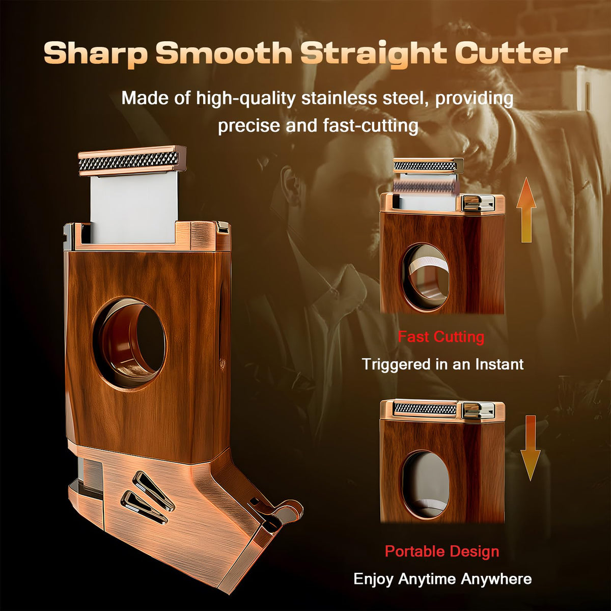 VloEssic Butane Torch Lighter Built-in Cutter, Punch, Holder, Draw Enhancer, Jet Flame Butane Refillable Lighter, Windproof Jet Lighter Adjustable, 5-in-1 Cool Lighters Gift for Men (Without Gas)