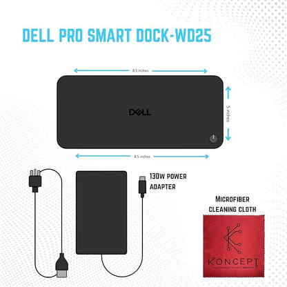 Dell WD25 USB-C Docking Station with 100W Power, Dual Display HDMI/DP, 2.5GbE LAN, and USB-C Cable – 3-Year Warranty