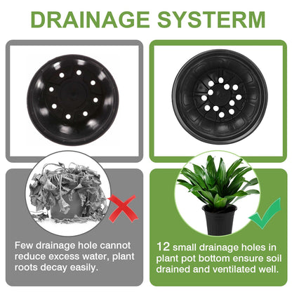 GroTheory 100 Pack 1 Gallon Nursery Pots, 6.7 Inch Plastic Pots for Plants, Plastic Flower Pots, Plant Pot, Seedling Pots for Potting, Seed, Succulent, Planting Pots with Plant Labels