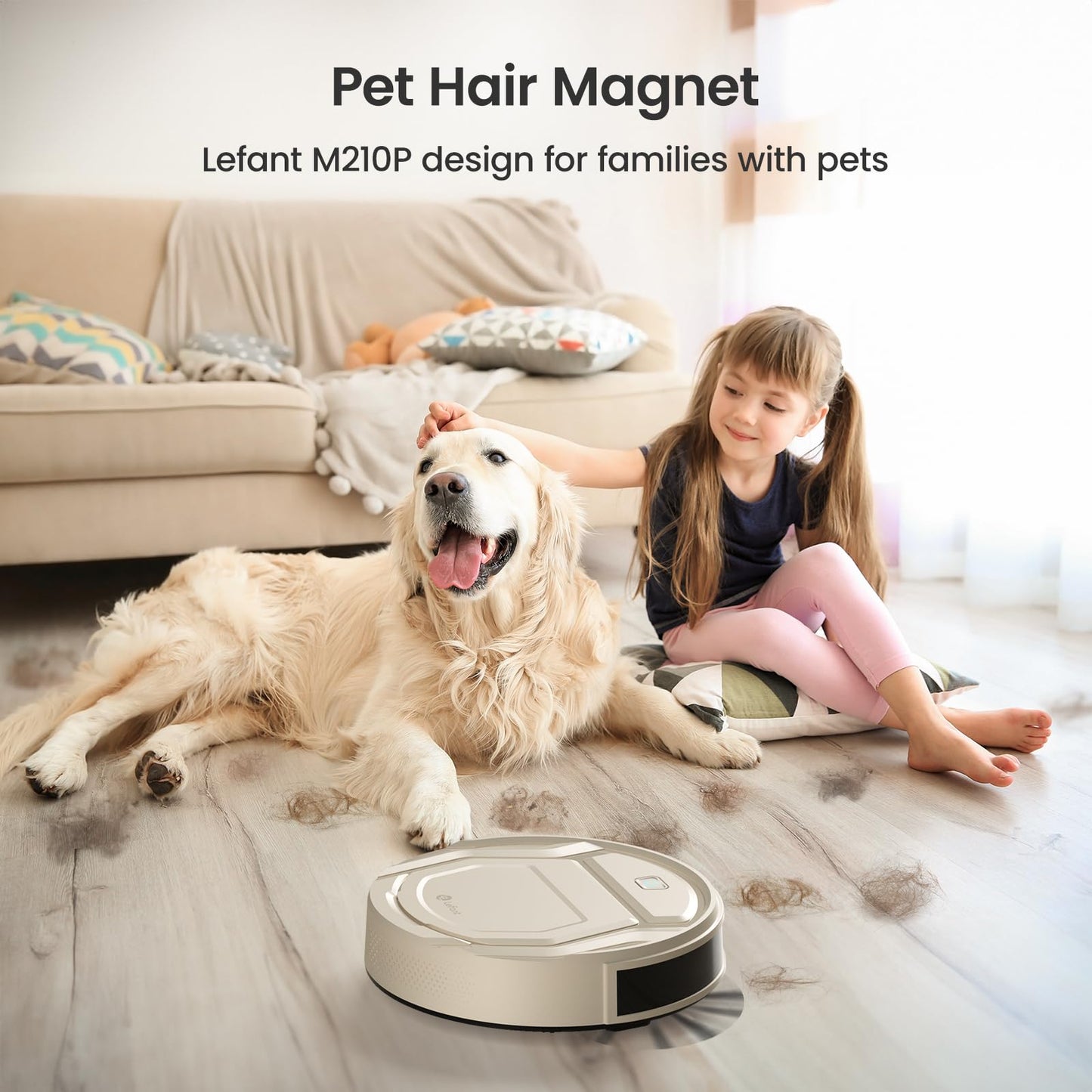 Lefant M210 Pro Robot Vacuum, Slim Quiet, 3 Adjustable Suction Levels, 6 Modes, Robot Vacuum Cleaner for Pet Hair, Hard Floors & Low Carpets, Self-Charging, WiFi/App/Alexa Control, Gray