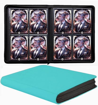 Trading Card Binder 4 Pocket, 240 Pockets Ringless PU Cover Card Collection Binder, Double Sided Card Binder Collector Album, Card Folder for MTG, TCG, Sports Cards, Game Card (Teal, 4Pockets)