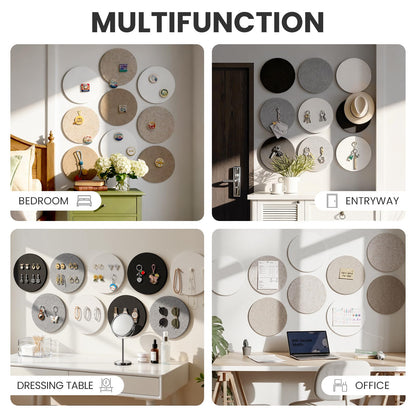 Bulletin Board, 11.8'' X 11.8'' Cork Board Alternative, 9 Pack Round Felt Board with Pushpins, Decorative Felt Notice Vision Board Photo Display Board for Office Home School Wall